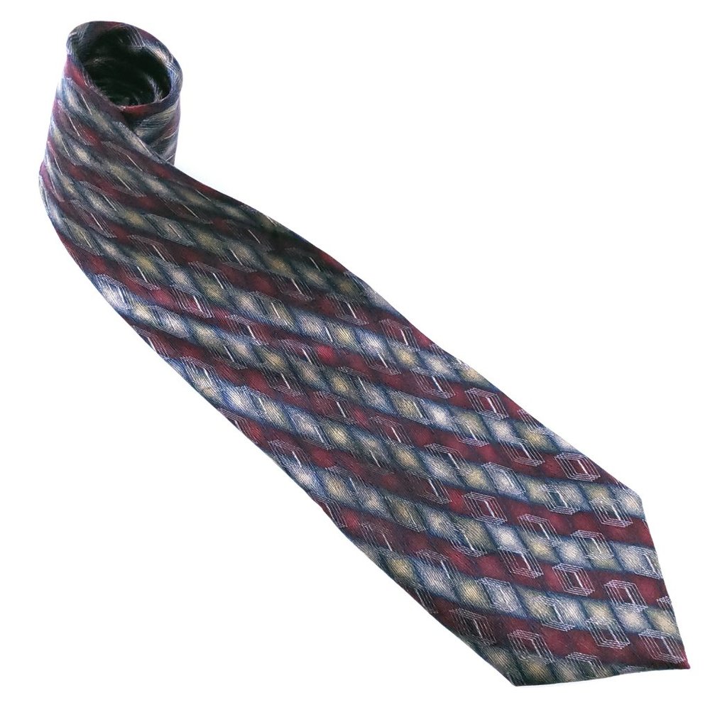 Bill Blass Black Label Men Necktie 100% Silk Geometric 61x3.75 - NWOT
